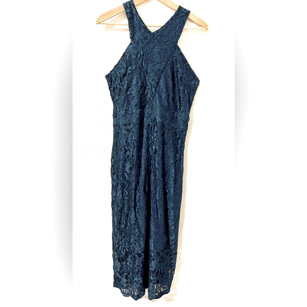 Sam Edelman Teal Green Lace Sleeveless Halter Dress Size 8